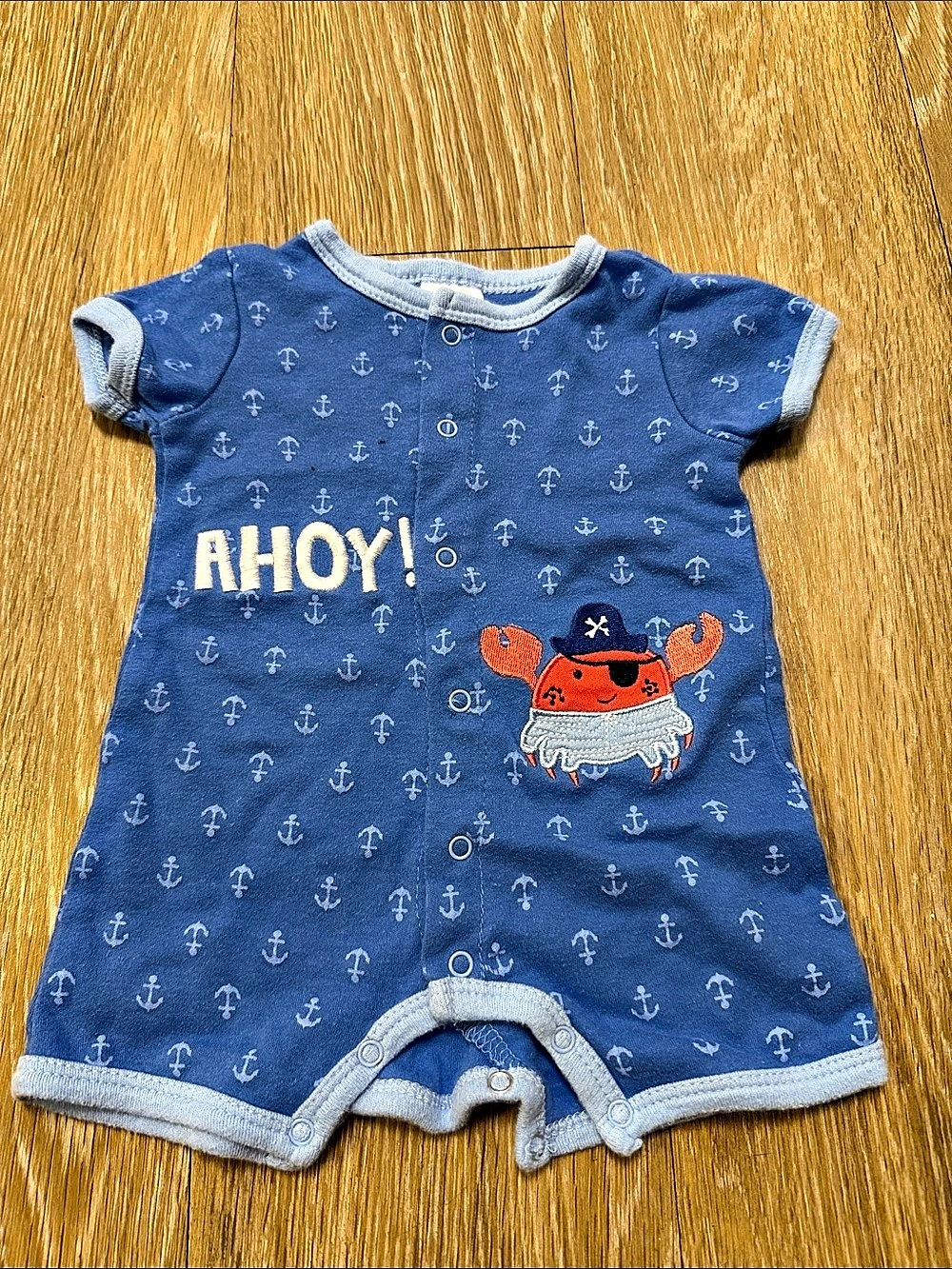 Carter's Anchor Crab Baby Romper Blue Size 3-6 Months